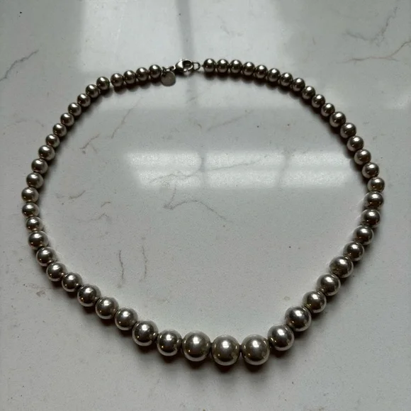 Tiffany & Co. Sterling Silver Graduated Bead Necklace - Picture 7 of 15